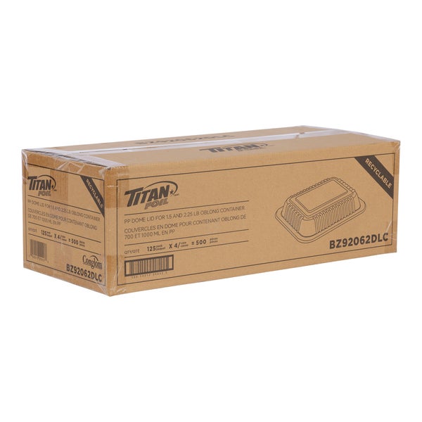 Titan Dome Lids for 3-lb Rectangular Aluminum Containers - Pack of 500 - Grocery and Food Items - Canadian Distribution