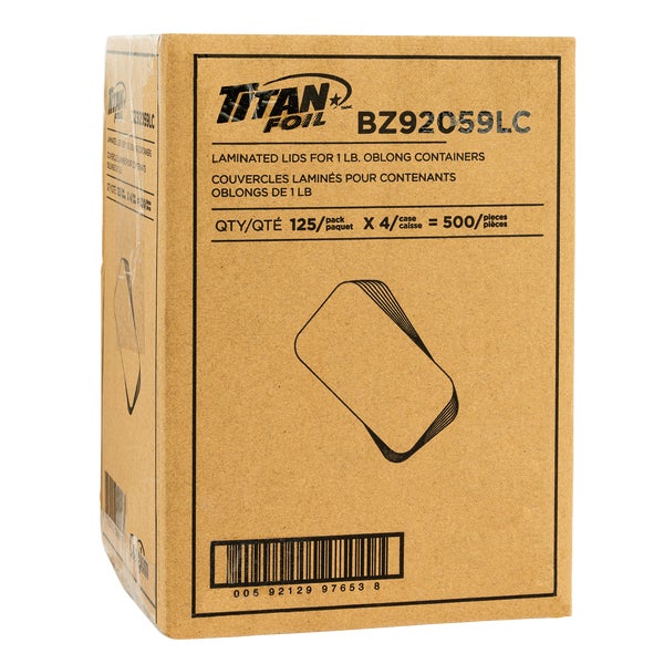 Titan Foil Lids for 1 lb Rectangular Aluminum Containers - Pack of 500 - Grocery and Food Items - Canadian Distribution