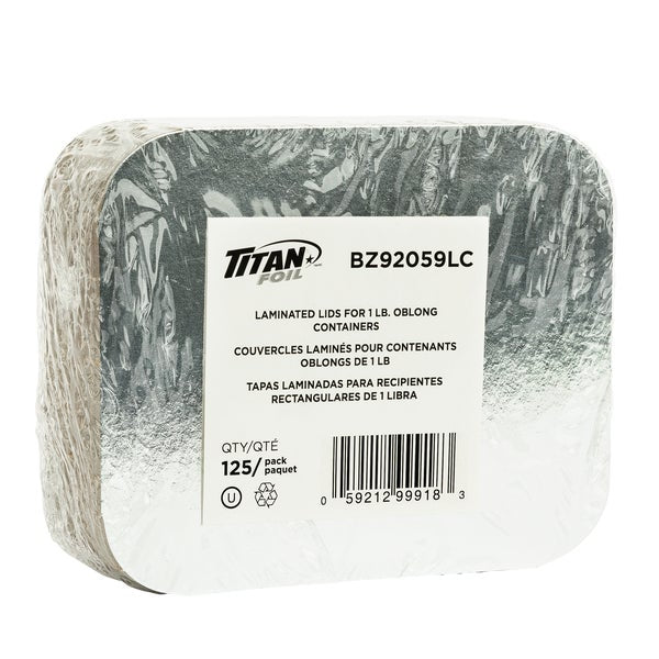 Titan Foil Lids for 1 lb Rectangular Aluminum Containers - Pack of 500  - Disposables, Restaurant Packaging and Take-Out Supplies - Canadian Distribution - Ships Free Within Canada on Orders Above CAD $199