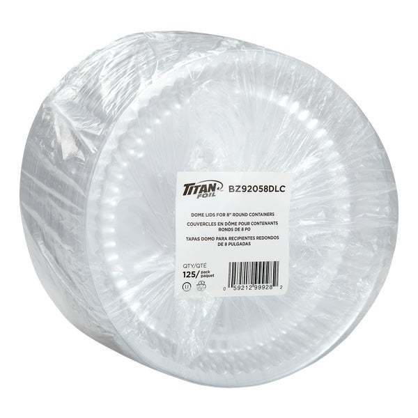 Titan Plastic Dome Lids for 8-in Round Aluminum Container - Pack of 500  - Disposables, Restaurant Packaging and Take-Out Supplies - Canadian Distribution - Ships Free Within Canada on Orders Above CAD $199