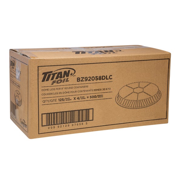 Titan Plastic Dome Lids for 8-in Round Aluminum Container - Pack of 500  - Disposables, Restaurant Packaging and Take-Out Supplies - Canadian Distribution - Ships Free Within Canada on Orders Above CAD $199