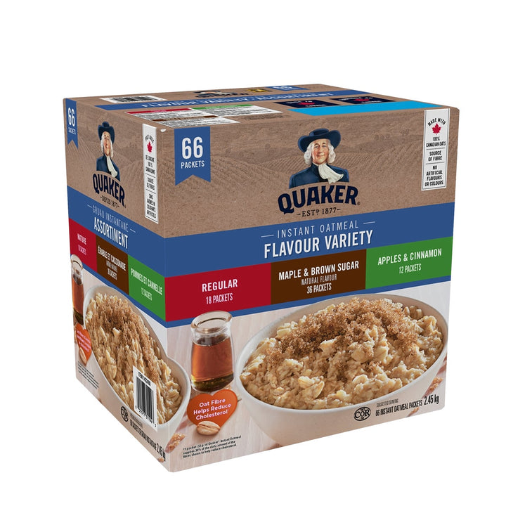 Quaker Instant Oatmeal 3 Flavour Variety Pack - 4 x 2.45 kg - Grocery and Food Items - Canadian Distribution