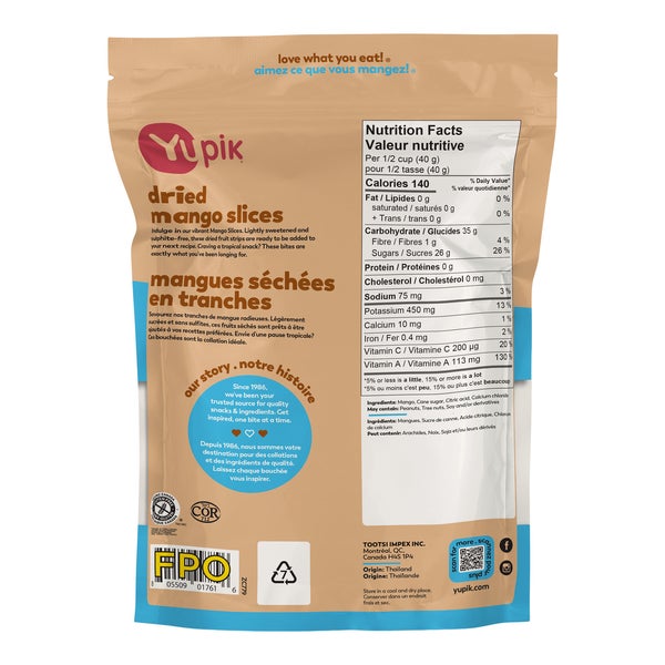 Dried Mango - 4 x 2 kg - Yupik - Canadian Distribution - Ships Free Within Canada on Orders Above CAD $199