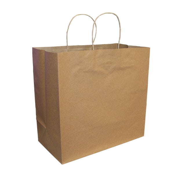 Recycled Kraft Bag with twisted handle 13” x 9.5” x 12” - Pack of 200 - Grocery and Food Items - Canadian Distribution