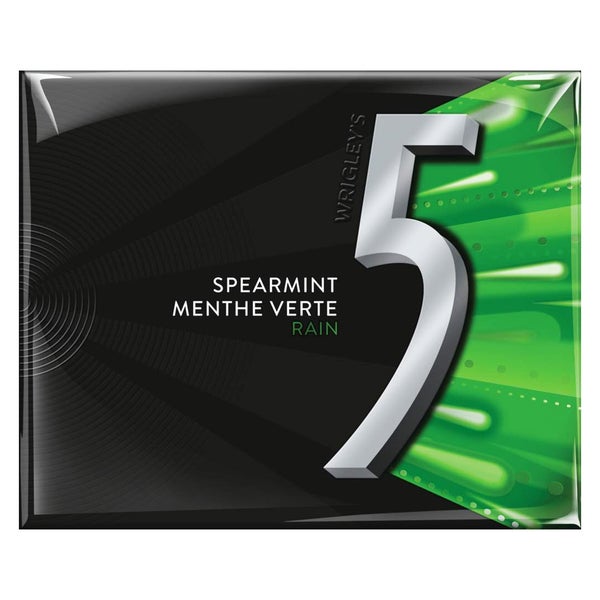 5 Sugar-free Rain Tingling Spearmint Gum - 40 x Packs of 15 - Wrigley’s - Canadian Distribution