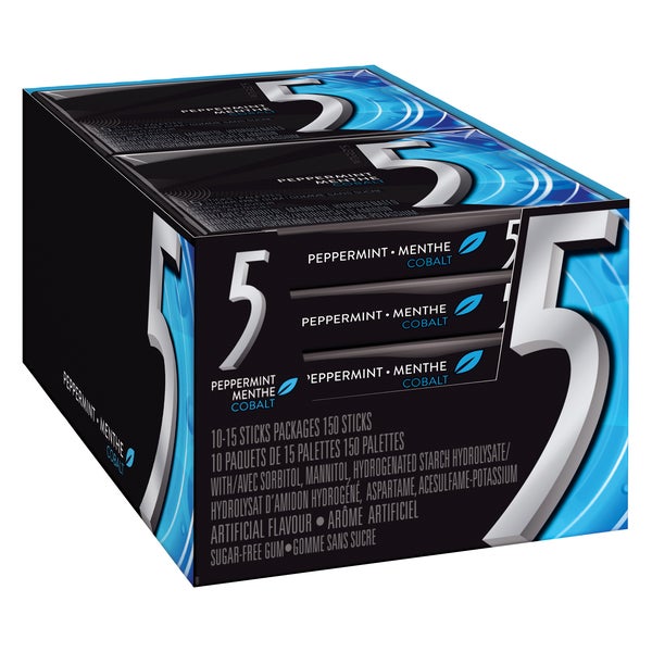 Chewing-gum Cobalt à la menthe poivrée rafraîchissante - 40 paquets de 15 gommes - Distribution canadienne - Livraison gratuite au Canada pour les commandes de plus de 199 $ CA