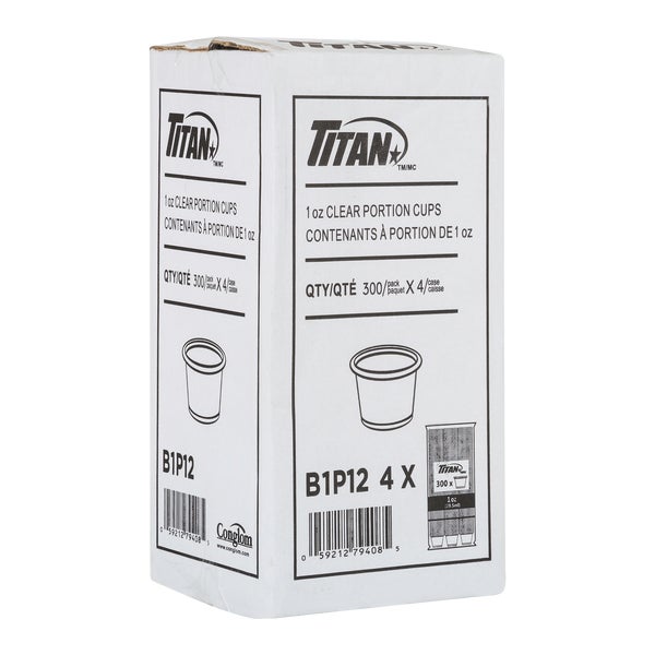 Gobelets individuels transparents Titan de 30 ml (1 oz) - 4 paquets de 300 - Articles jetables, emballages pour restaurants et plats à emporter - Distribution canadienne - Livraison gratuite au Canada pour les commandes de plus de 199 $ CA