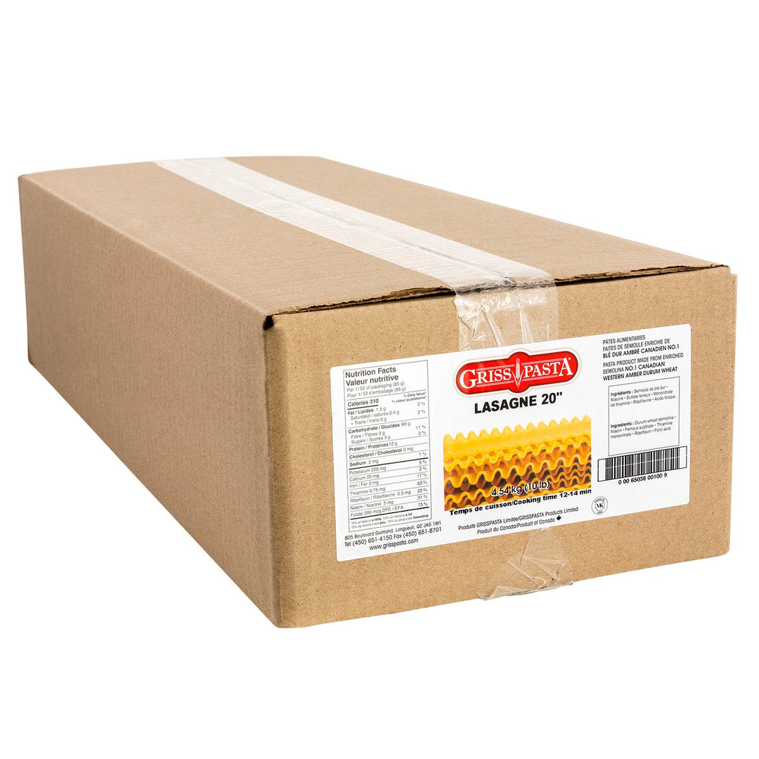 Griss Pasta Lasagna Sheets 20 in - 4 x 4.54 kg - Grocery and Food Items - Canadian Distribution