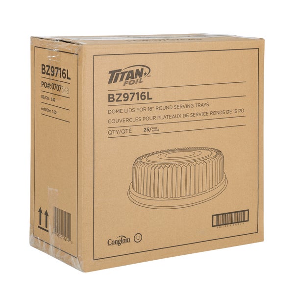 Titan 40.6 cm (16 in) Round Catering Tray Dome Lids - Pack of 25  - Disposables, Restaurant Packaging and Take-Out Supplies - Canadian Distribution - Ships Free Within Canada on Orders Above CAD $199