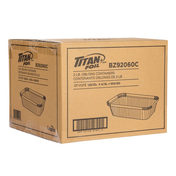 Titan Foil 2lb Rectangular Aluminum Containers - Pack of 500  - Disposables, Restaurant Packaging and Take-Out Supplies - Canadian Distribution - Ships Free Within Canada on Orders Above CAD $199