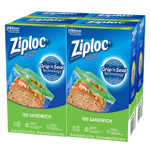 Ziploc Easy Open Sandwich Bags - 4 x 150 - Grocery and Food Items - Canadian Distribution