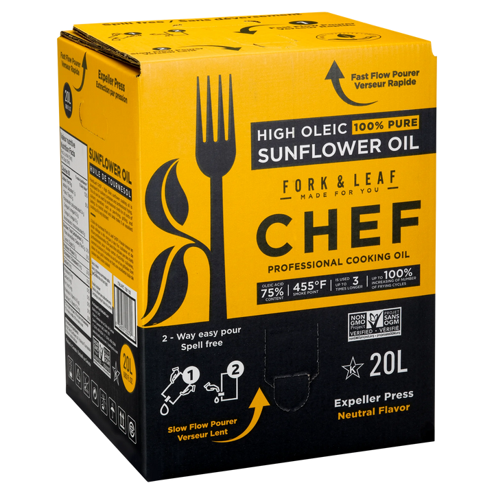 Fork & Leaf High Oleic Sunflower Oil - 2 x 20 L - Grocery and Food Items - Canadian Distribution