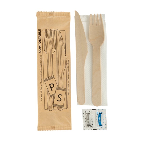 iECO - Individually wrapped 5 piece Birch cutlery kit - pack of 250 - Grocery and Food Items - Canadian Distribution