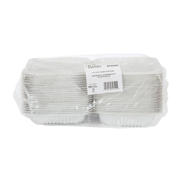 Resto Hinged MFPP Container 6 in × 9 in - Pack of 300  - Disposables, Restaurant Packaging and Take-Out Supplies - Canadian Distribution - Ships Free Within Canada on Orders Above CAD $199