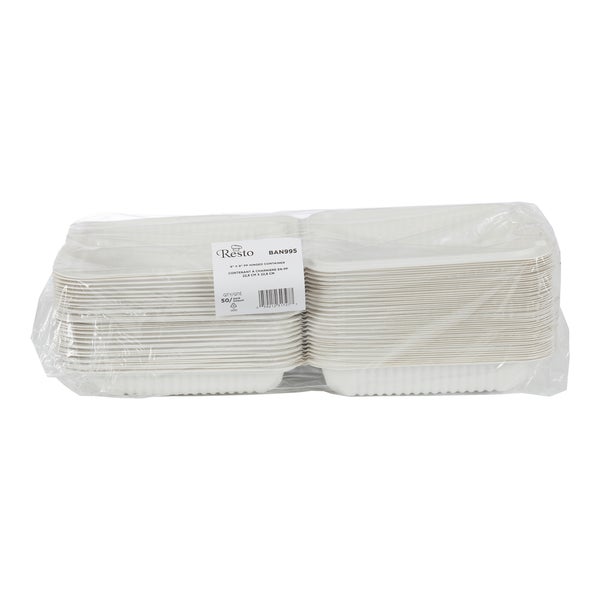 Resto Hinged MFPP Container 9 in × 9 in - Pack of 150  - Disposables, Restaurant Packaging and Take-Out Supplies - Canadian Distribution - Ships Free Within Canada on Orders Above CAD $199