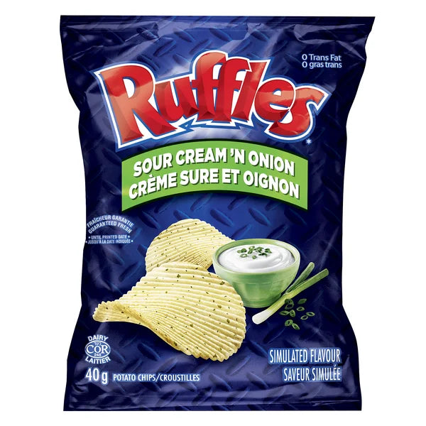 Sour Cream & Onion Chips - 192 × 40 g - Ruffles - Canadian Distribution