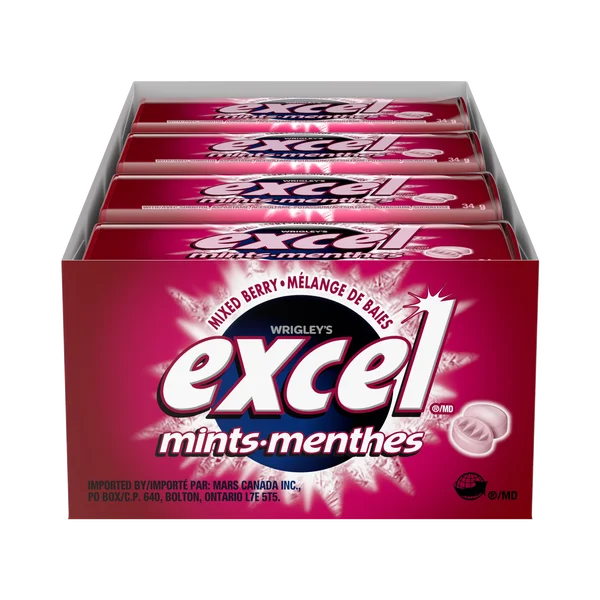 Berry Mints - 32 × 34 g - Excel - Canadian Distribution