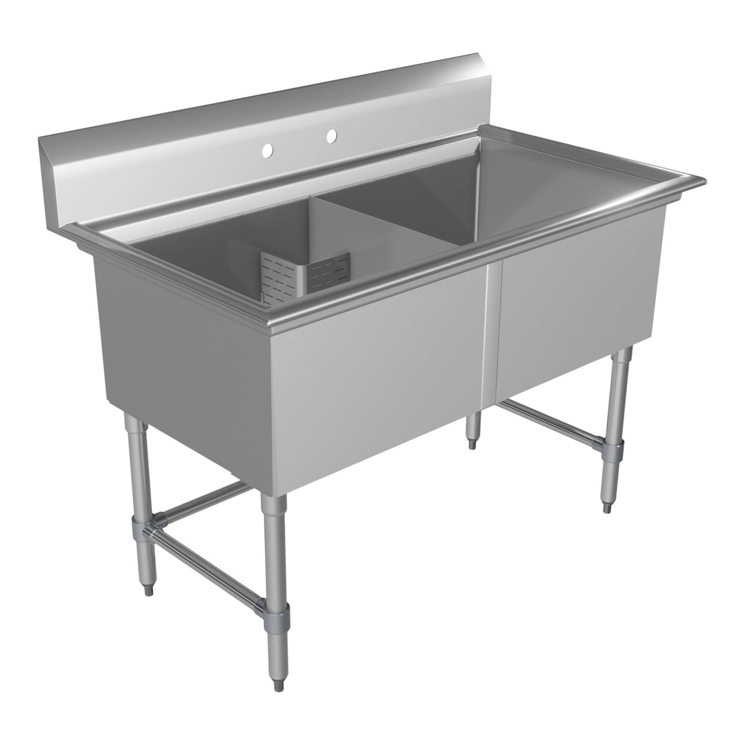 Stainless Steel Double Sink - 53 in L x 29.5 in W x 44 in H - Restaurant Equipment and Smallwares - Canadian Distribution