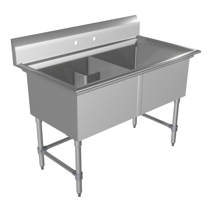 Stainless Steel Double Sink - 53 in L x 29.5 in W x 44 in H - Restaurant Equipment and Smallwares - Canadian Distribution