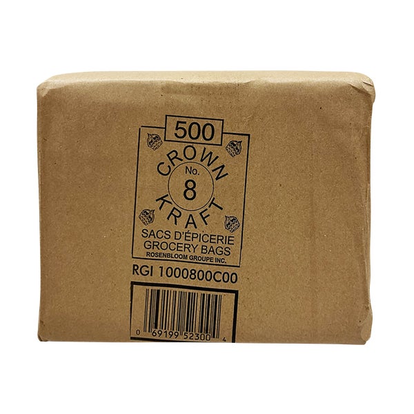 Brown Grocery Bag 8lb - Pack Of 500  - Disposables, Restaurant Packaging and Take-Out Supplies - Canadian Distribution - Ships Free Within Canada on Orders Above CAD $199