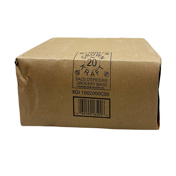 Brown Grocery Bag 20lb - Pack Of 500  - Disposables, Restaurant Packaging and Take-Out Supplies - Canadian Distribution - Ships Free Within Canada on Orders Above CAD $199
