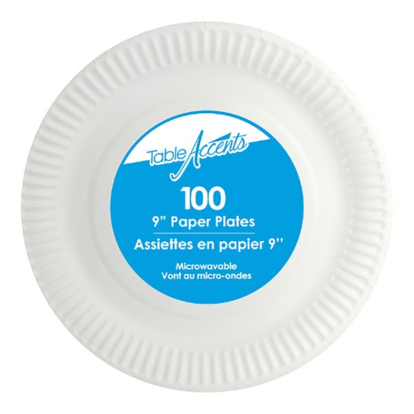 Table Accents 9-in Paper Plates - 12 packs of 100 - Grocery and Food Items - Canadian Distribution