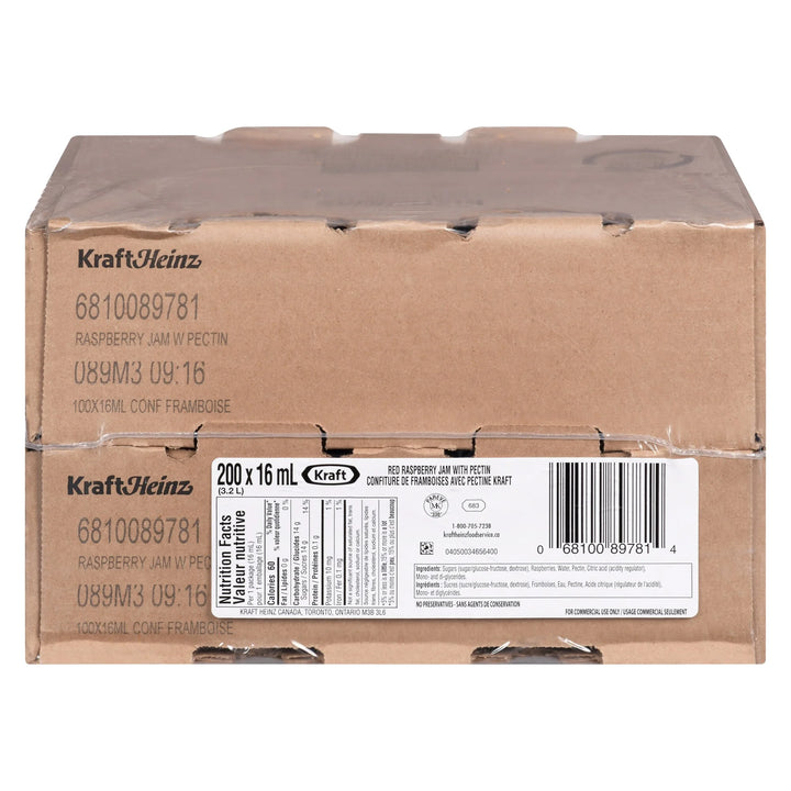 Kraft Single-serve Raspberry Jam - 2 x 200 - Grocery and Food Items - Canadian Distribution - Ships Free Within Canada on Orders Above CAD $199