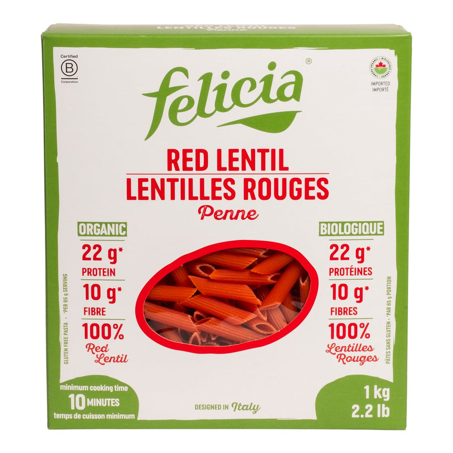 Felicia Red Lentil Penne - 4 x 1 kg - Grocery and Food Items - Canadian Distribution