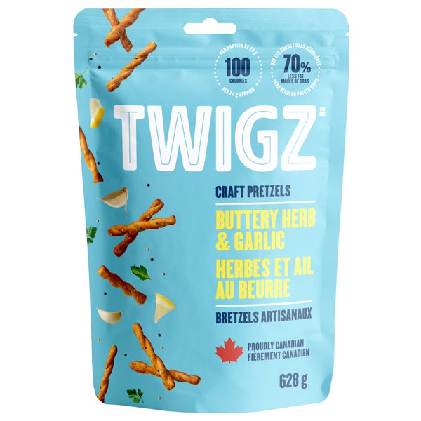 Buttery Herb & Garlic Craft Pretzels - 4 x 628 g - Twigz - Canadian Distribution