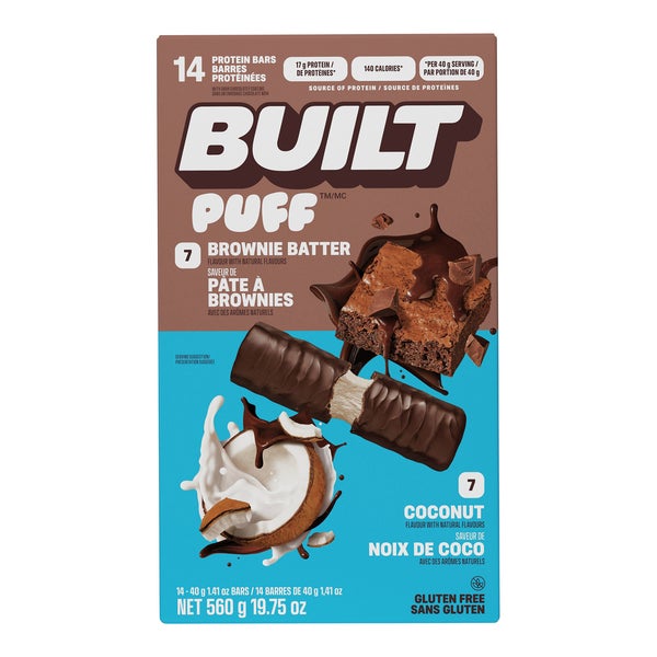 Puff Brownie and Coconut Bar - 56 × 40 g - Built - Canadian Distribution