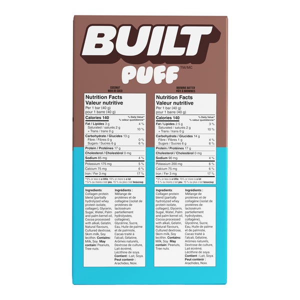 Puff Brownie and Coconut Bar - 56 × 40 g - Built - Canadian Distribution - Ships Free Within Canada on Orders Above CAD $199