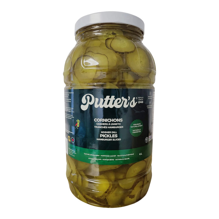 Putters Kosher Hamburger Sliced Dills - 4 x 4 L - Grocery and Food Items - Canadian Distribution