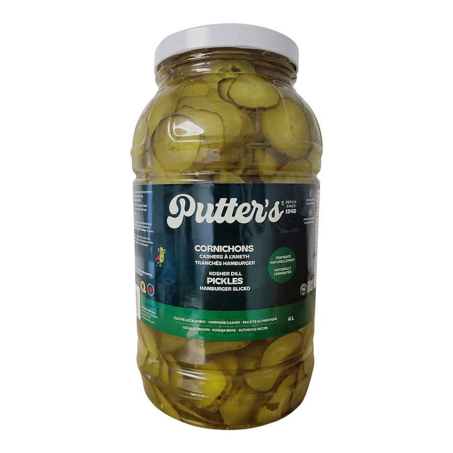 Putters Kosher Hamburger Sliced Dills - 4 x 4 L - Grocery and Food Items - Canadian Distribution