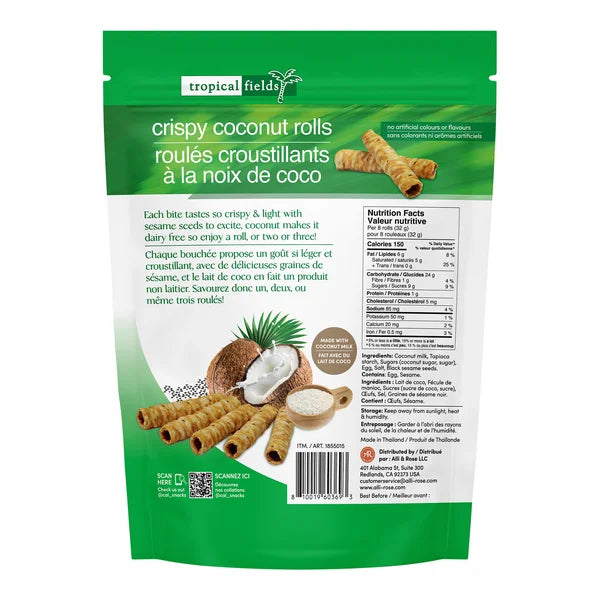 Rouleaux de noix de coco croustillants - 4 x 400 g - Tropical Fields - Distribution canadienne - Livraison gratuite au Canada pour les commandes de plus de 199 $ CA