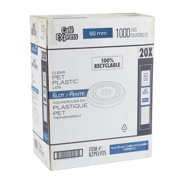 Cafe Express 92mm Slotted Lid For Cold Cups - Pack Of 1000  - Disposables, Restaurant Packaging and Take-Out Supplies - Canadian Distribution - Ships Free Within Canada on Orders Above CAD $199