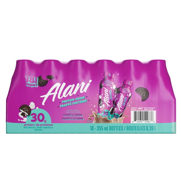 Protein Shake Cookies N Cream - 18 x 355 mL - Alani - Health and Wellness - Canadian Distribution