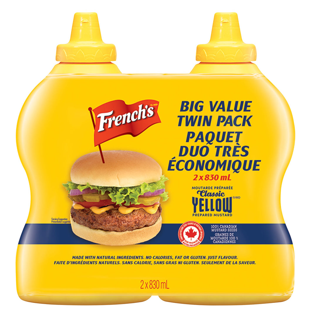 French’s Yellow Mustard - 8 × 830 mL - Grocery and Food Items - Canadian Distribution - Ships Free Within Canada on Orders Above CAD $199