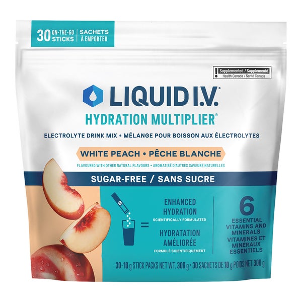 Sugar Free White Peach - 30 x 10g - Liquid I.V. - Health and Wellness - Canadian Distribution