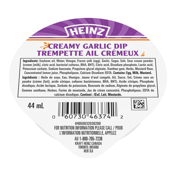 Heinz Creamy Garlic Dip - 400 x 44 mL - Grocery and Food Items - Canadian Distribution