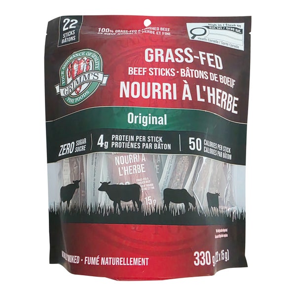 Grass-Fed Beef Sticks - 88 x 15 g - Grimm's - Canadian Distribution