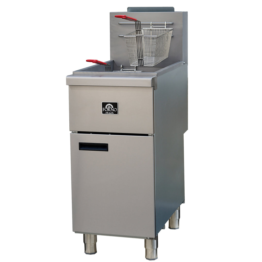 Forno - 15.5 in 50 lb Stainless Steel Natural Gas Commercial Deep Fryer - Twin Baskets - Restaurant Equipment and Smallwares - Canadian Distribution