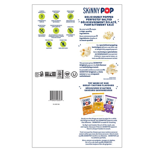 Popcorn - 112 × 18 g - SkinnyPop - Distribution canadienne - Livraison gratuite au Canada pour les commandes de plus de 199 $ CA