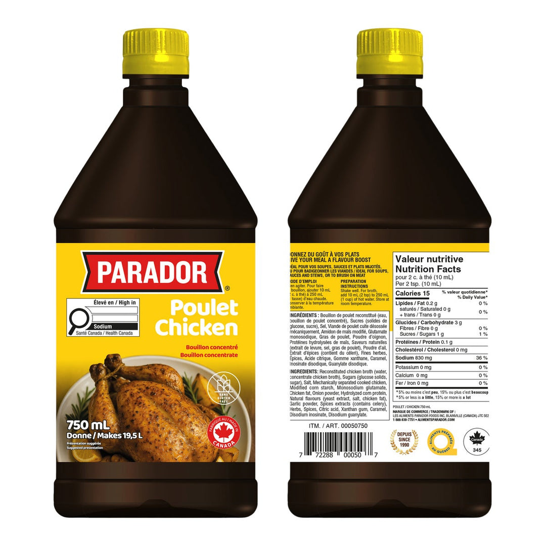 Parador Chicken Bouillon Concentrate - 4 x 750 mL - Grocery and Food Items - Canadian Distribution