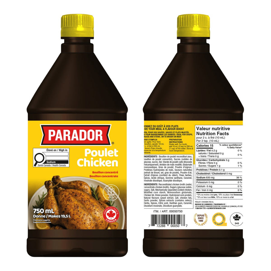 Parador Chicken Bouillon Concentrate - 4 x 750 mL - Grocery and Food Items - Canadian Distribution