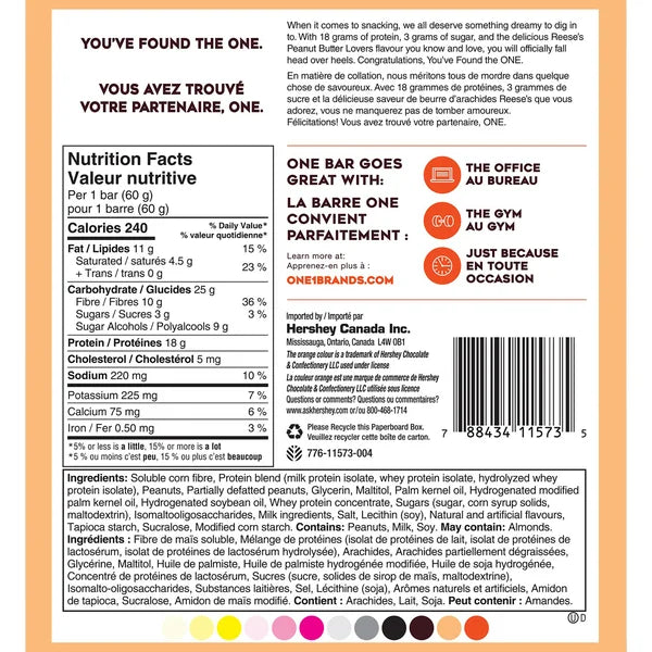 One Protein Bar - 48 x 60 g - Reese - Canadian Distribution - Ships Free Within Canada on Orders Above CAD $199