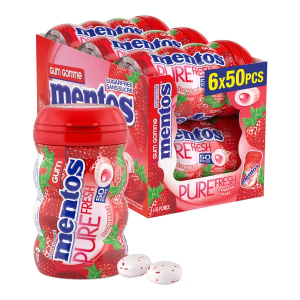 Strawberry Gum - 24 × 50 pieces - Mentos - Canadian Distribution
