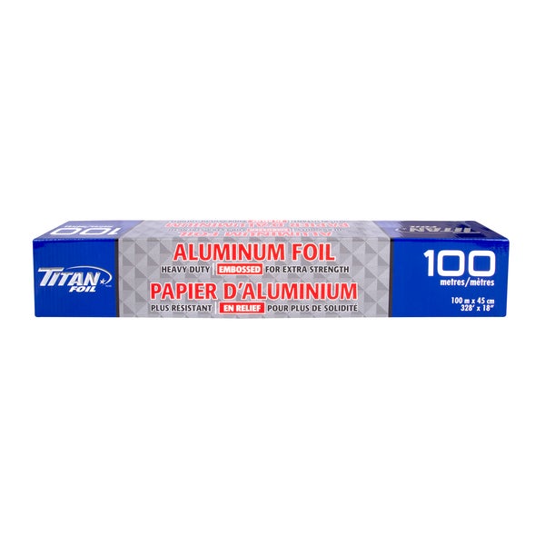 Titan Aluminum Foil Roll - 45 cm × 100 m - Grocery and Food Items - Canadian Distribution