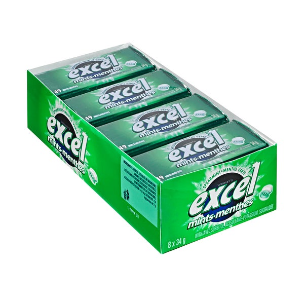 Mints Spearmint - 4 x Packs of 8 - Excel - Canadian Distribution