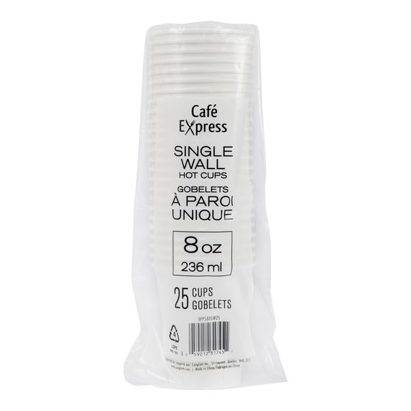 Café Express Single Wall 8-oz Hot Cups - 5 Packs of 100 - Grocery and Food Items - Canadian Distribution