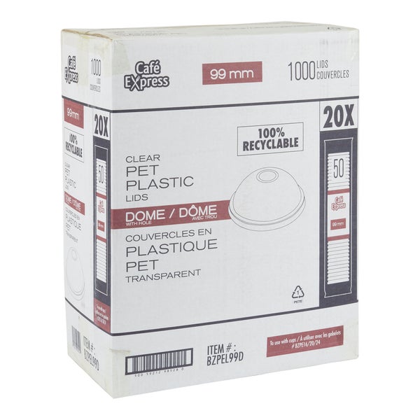 Café Express 99mm Dome Lid with Hole - Pack of 1000 - Grocery and Food Items - Canadian Distribution